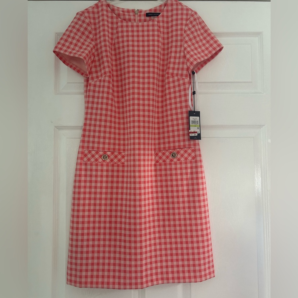 Tommy Hilfiger Pink Gingham Midi Dress